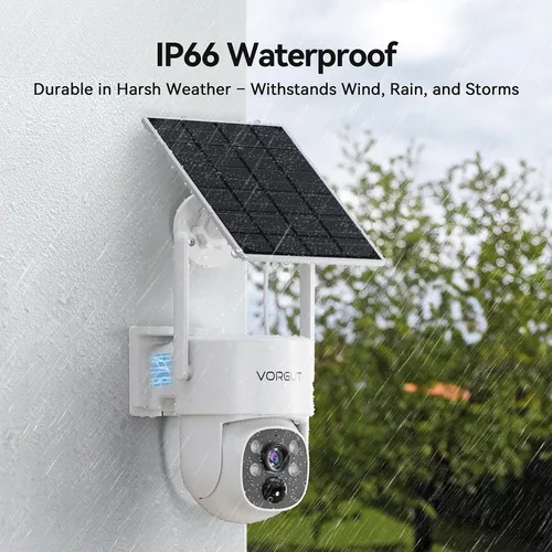 Miniatura 8 de Cámaras de seguridad solares inalámbricas para exteriores con monitor de 10 pulgadas, sistema de cámara solar 2K de 4 piezas, PTZ de 360°, visión
