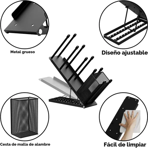 Miniatura 5 de OVICAR Soporte para tazas y tapas, organizador ajustable para tazas de café, dispensador de tazas desechables de 4 compartimentos, con cesta de Negro