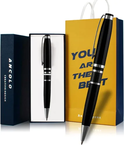 Miniatura 9 de Ancolo Bolígrafo personalizado: bolígrafos ejecutivos para hombres, mujeres, caja de regalo de bolígrafo de metal y 2 recambios de tinta negra Rojo
