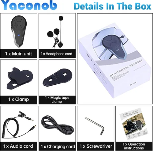Miniatura 5 de BT-S3 - Auriculares Bluetooth para motocicleta, casco de motocicleta de 3,280.8 ft, intercomunicador de radio Bluetooth, interfono inalámbrico