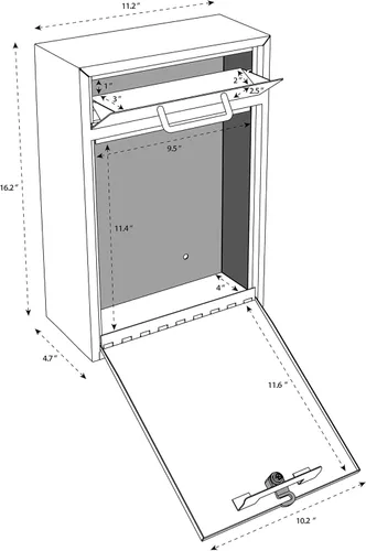 Miniatura 10 de Buzón de correo con caja de seguridad, de montaje en pared, 7415 Granite