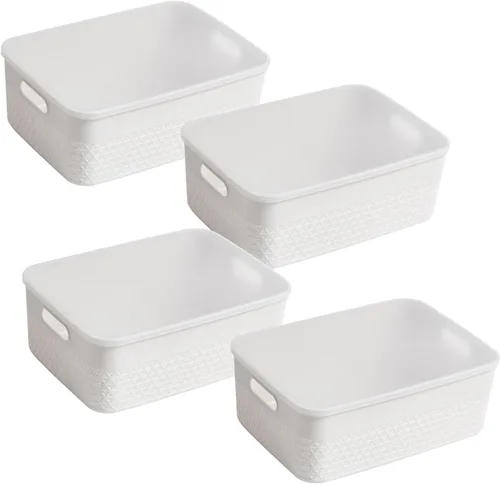 Miniatura 12 de HANAMYA Organizador de contenedores de almacenamiento con tapa Contenedor organizador de almacenamiento, 4 litros, juego de 6, menta