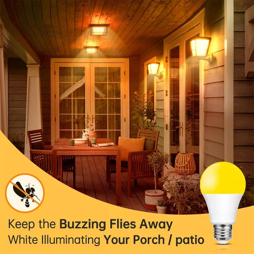 Miniatura 4 de Bombillas LED amarillas para exteriores, 9 W (equivalente a 60 W) ámbar 2000 K para exteriores, patio trasero, porche, dormitorio, no regulable,