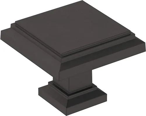 Amerock | Pomo de gabinete | Negro mate | Longitud de 1-1/4 pulgadas (1.260 in) | Appoint | 1 paquete | Pomo de cajón | Herrajes para gabinete Mate