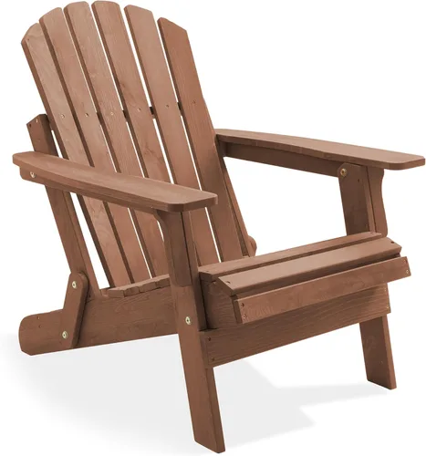 Miniatura 10 de Casafield Silla Adirondack plegable de gran tamaño, madera de cedro para exteriores, para patio, terraza, patio, césped y jardín, parcialmente Beige