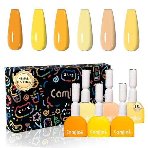 Miniatura 12 de CAMILA ¿ Juego de 6 esmaltes de uñas de gel sin Tpo de 0.5 fl oz sin Hema de colores neutros color nude claro para remojar el esmalte de gel LED