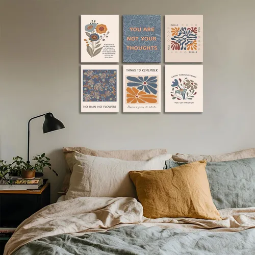 Miniatura 6 de 6 lienzos de salud mental para pared, estilo bohemio, psicología motivacional, decoración de pared, fotos, terapia, oficina, arte de pared