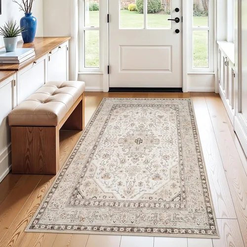 Miniatura 55 de Alfombras de área 9x12 para sala de estar: Alfombra oriental lavable de 108 pies cuadrados para dormitorio - Alfombra de pelo bajo ultra delgada