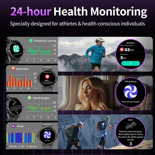 Miniatura 6 de Rugged Smart Watch for Men with Built-in GPS, 6-Axis Sensor for HIIT/Run Form Analysis, 1.46'' Tactical Smartwatch with Bluetooth Calls, Compass
