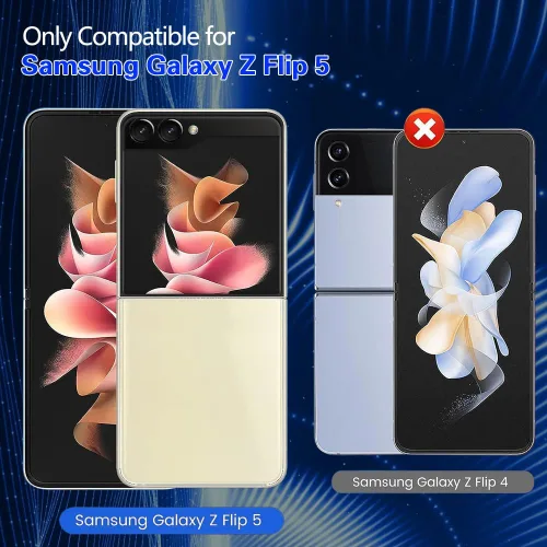 Miniatura 2 de Protector de pantalla de privacidad 8 en 1 para Samsung Galaxy Z Flip 5, interior suave EPU flexible, protector de pantalla frontal y trasera