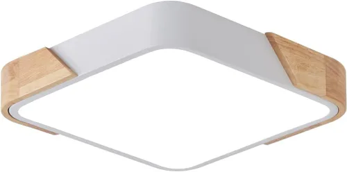 Miniatura 9 de Lámpara de techo LED moderna, 2 paquetes de luces de techo de montaje empotrado de madera, luces de cocina LED y accesorios de iluminación