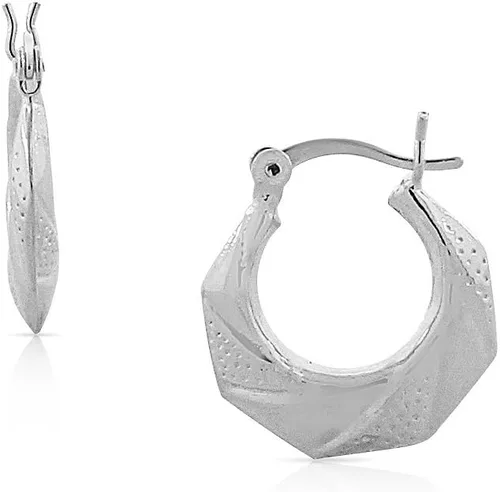 Miniatura 2 de Pendientes de aro ovalados de plata de ley 925, 0.70", Plata de ley
