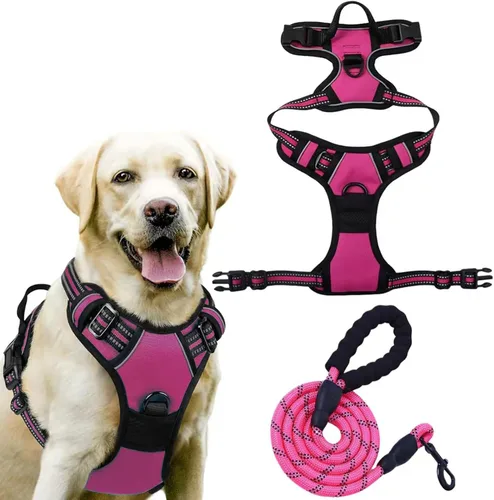 Miniatura 7 de Dog Harness, No Pull Large, Release on Neck, Front Back Clips Dog Vest Harness Reflective Adjustable Padded,for Outdoor Walking Training(L,Black)
