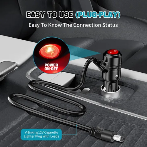 Miniatura 7 de Enchufe de encendedor de cigarrillos de 12 V con encendido y apagado, conector adaptador de enchufe macho resistente de 12 voltios de 15 A, 6 pies