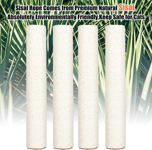 Miniatura 4 de PowerKing Poste Rascador de Repuesto de Sisal Natural, 4 Piezas de Repuestos de Poste Rascador para Gatos M8 para Reacondicionamiento, Blanco