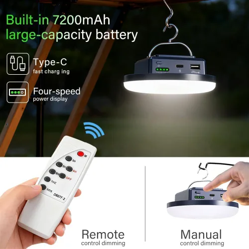Miniatura 5 de Luces de campamento para tienda de campaña de 4500 lúmenes, 45 W, recargable, linterna LED magnética, toldo portátil USB para exteriores, luces