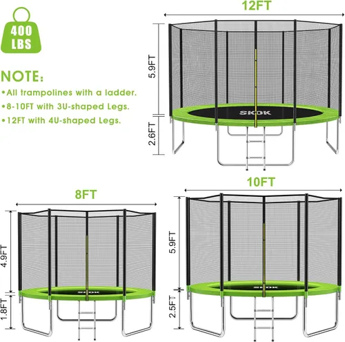 Miniatura 8 de SKOK Trampoline for Kids,400LBS Outdoor Trampoline with Net-ASTM Approved Trampoline for Children and Adults