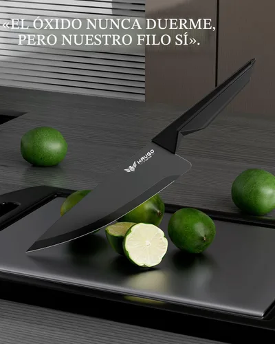 Miniatura 4 de Juego de cuchillos de cocina con bloque: 15 cuchillos profesionales de acero inoxidable de alto carbono, agarre cómodo que reduce la fatiga