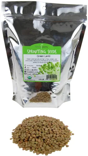 Semilla de germinación de lentejas verdes secas orgánicas: 2.5 lb - Lentejas secas para plantar semillas de jardín, sopa, cocinar o ensalada de