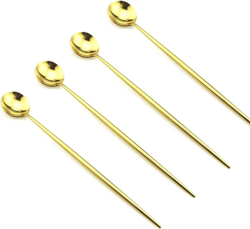 Miniatura 9 de JASHII Juego de 4 utensilios de acero inoxidable para servir de acero inoxidable 18/10 pulido con espejo de lujo Tenedor de frutas