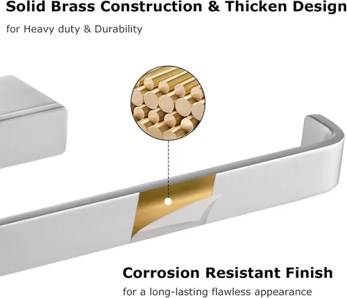 Miniatura 3 de PARLOS Barra de soporte de toalla de mano de construcción de latón níquel cepillado para baño y cocina, montaje en pared oculto accesorios de montaje