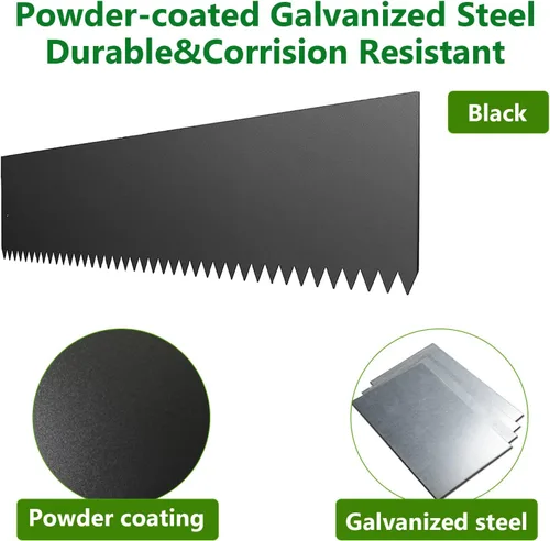 Miniatura 3 de Paquete de 4 bordes de acero galvanizado, borde de césped de metal resistente, 8 pulgadas resistente al óxido, borde de jardín fácil de doblar