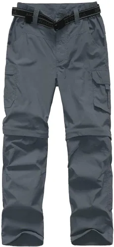 Miniatura 2 de Pantalones de senderismo convertibles para niños, ligeros, de secado rápido, con cremallera, para niños, jóvenes, exteriores, UPF 50+, pantalones