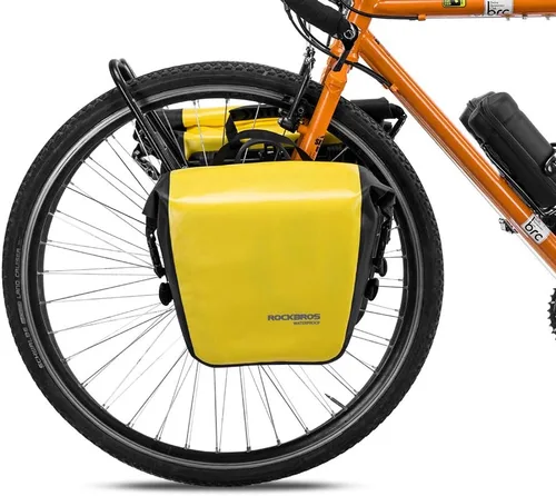 Miniatura 8 de ROCKBROS Bolsa de alforjas delanteras enrollables Bolsa de rack frontal para bicicleta Paquete de estante resistente con asa de transporte y correa