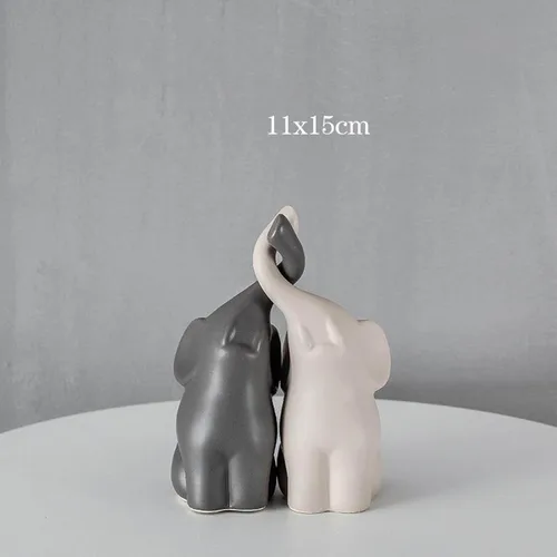 Miniatura 6 de Figuras de cerámica de elefante gris y blanco, arte de pie, artesanía para decoración del hogar, M