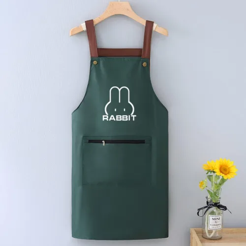 Miniatura 6 de Delantal de cocina para mujer con bolsillos grandes, delantal impermeable de manga larga para cocinar, hornear, limpiar el trabajo Verde