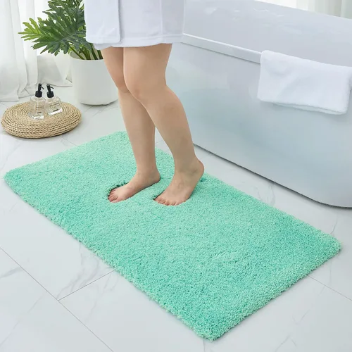Miniatura 26 de Alfombras de baño antideslizantes, lavables, ultra gruesas, suaves, de microfibra absorbente, de látex de espuma de alta densidad, con respaldo Beige
