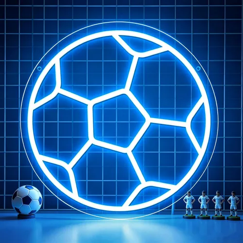 Letrero de neón de fútbol, letreros de neón LED de fútbol para decoración de pared, luz de fútbol regulable alimentada por USB con interruptor de