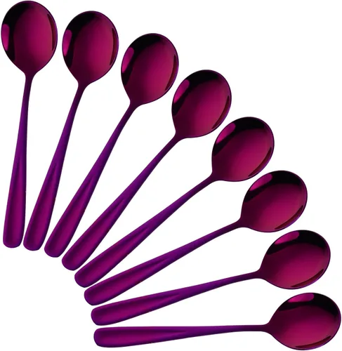 Miniatura 14 de 8-Piece Stainless Steel Table Spoons, 7 Inch Soup Spoons for Cereal, Dessert, Soup, Coffee & Tea(black）
