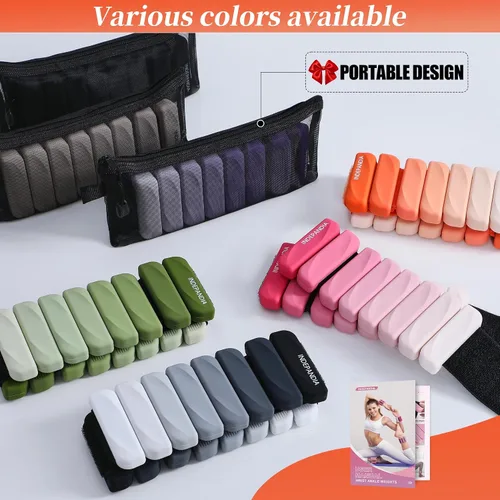 Miniatura 9 de Pesas de muñeca y tobillo para mujeres y hombres, pares de 2 libras/4 libras, brazaletes ajustables de silicona con peso para entrenamientos