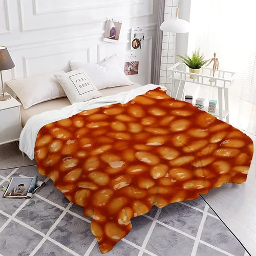 Miniatura 7 de Manta de frijoles horneados 3D para niñas, niños, suave y acogedora manta de vellón divertida para cama, sofá, sillas, para todas las estaciones