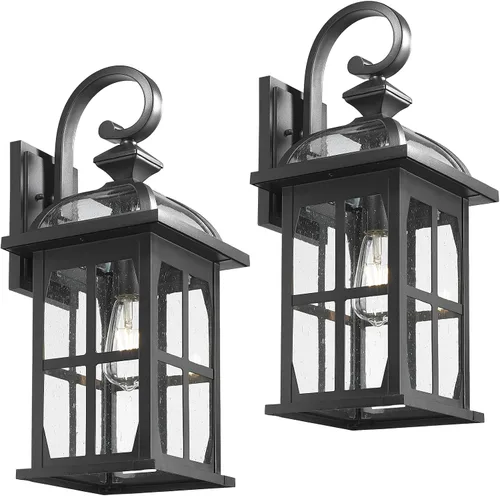 Miniatura 14 de Darkaway Lámpara de pared exterior con vidrio ondulado de agua, luces exteriores de aluminio, apliques de iluminación exterior para casa, porche