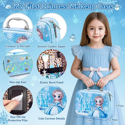 Miniatura 6 de Hohosunlar Maquillaje de simulación Frozen para niñas, juguetes 3-5 años, maquillaje de juguete falso, juguetes de princesa de Frozen para niñas