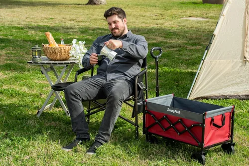Miniatura 6 de SUNNYFEEL Silla de directores de campamento de gran tamaño, paquete de 2, sillas plegables portátiles para adultos resistentes con mesa auxiliar
