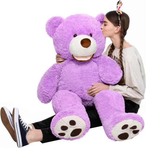 MorisMos Oso de peluche gigante, animales de peluche grandes de 39 pulgadas con huellas grandes, osos de peluche, regalo para niños, morado