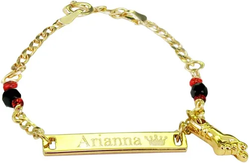 Miniatura 2 de Tina's Jewelry Pulsera personalizada de protección de azabache chapada en oro de 18 quilates con protección contra el mal de ojo