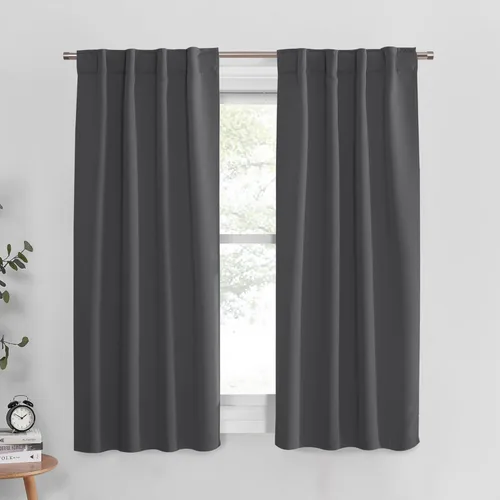 Miniatura 38 de PONY DANCE Cortinas cortas con aislamiento térmico para ventana pequeña, para guardería, baño, cocina, lavandería, caravana, sótano, 29 pulgadas