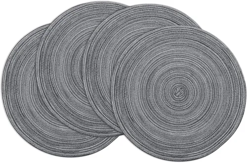 Miniatura 23 de Winknowl Juego de 4 manteles individuales redondos trenzados, lavables, tejidos resistentes al calor, para mesas de cocina, comedor, manteles Beige