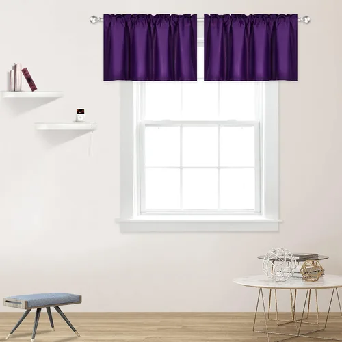 Miniatura 11 de DECOVSUN Cenefas Aqua para ventanas de cocina, con bolsillo para barra, opacas, con aislamiento térmico, 1 panel de 42 x 18 pulgadas