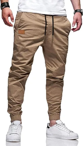 AIFARLD - Pantalones deportivos casuales tipo cargo para hombre, pantalones de algodón con cordón para senderismo al aire libre, correr, trabajo