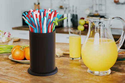 Miniatura 4 de MyLifeUNIT Dispensador de soporte para pajillas, organizador de utensilios de cocina de acero inoxidable 6.7 x 4.9 pulgadas, negro