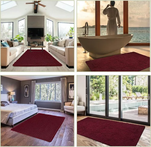 Miniatura 237 de Alfombra de baño pequeña de 12 x 18 pulgadas, lavable y absorbente, antideslizante, alfombra de baño de felpilla gruesa y suave para baño, ducha