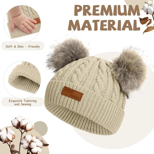 Miniatura 30 de Century Star Toddler Beanie Baby Girls Winter Hat - 6-36 Months Warm Knit Pom Pom Hats for Gils Boys