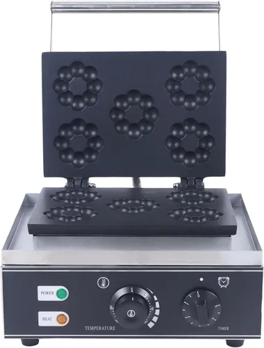 Miniatura 2 de Máquina eléctrica para hacer donas de 1500 W, 5 piezas de acero inoxidable para hacer donas, máquina para panqueques, panadería, superficie