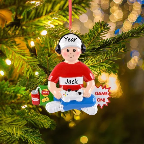 Miniatura 2 de MAXORA Adorno personalizado para árbol de Navidad para niños, adorno de jugador de video gamer, controlador de mano, decoración de árbol de Navidad