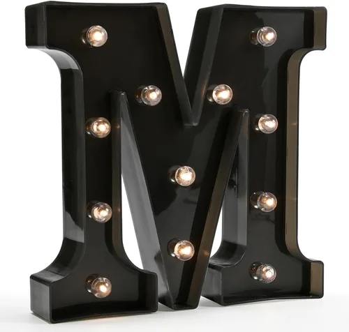 Miniatura 42 de Oycbuzo - Letras con iluminación Led, letras del alfabeto, color negro, para decoración de bares, festivales, cumpleaños, bodas